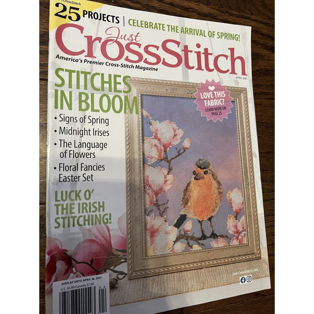 JUST CROSS STITCH APRIL 2021 /STITCHES IN BLOOM / 25 PROJECTS.